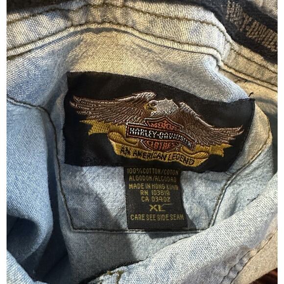 Harley Davidson Denim Vest Sleeveless Button Snap Shirt Blue Women's Size XL - Picture 11 of 12